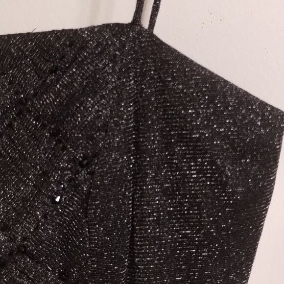 Black w/silver sparkly halter incredible beadwork ! - Picture 6 of 9